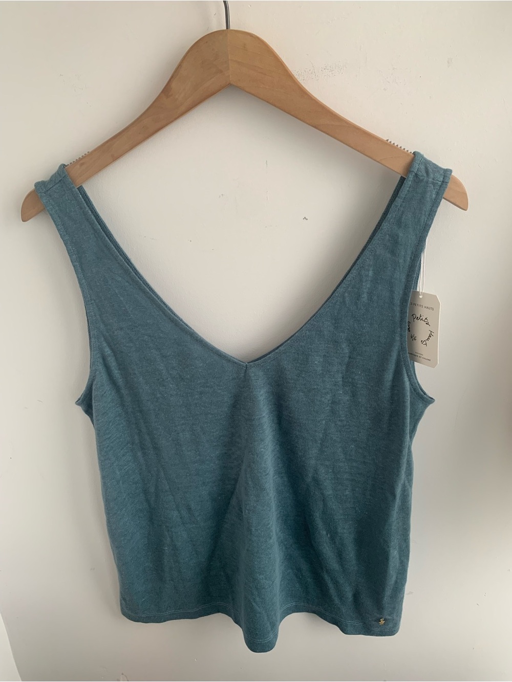 Light Teal V-Neck linen Tank Top from Des Petits Hauts 🇫🇷